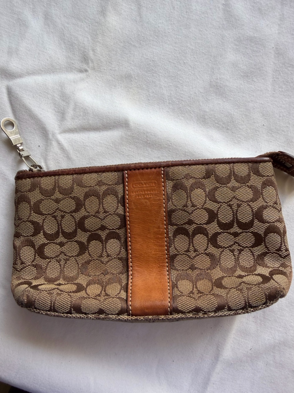 Coach Tan and Brown Signature Canvas zippy